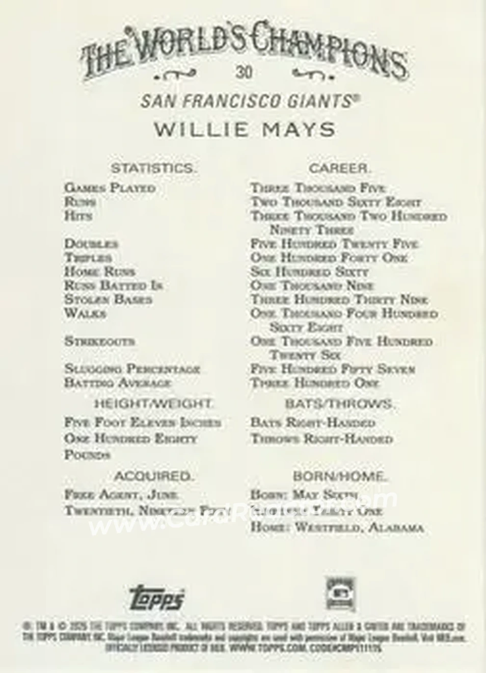 Back of Willie Mays