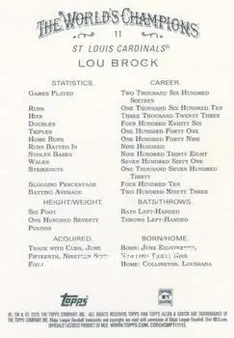 Back of Lou Brock