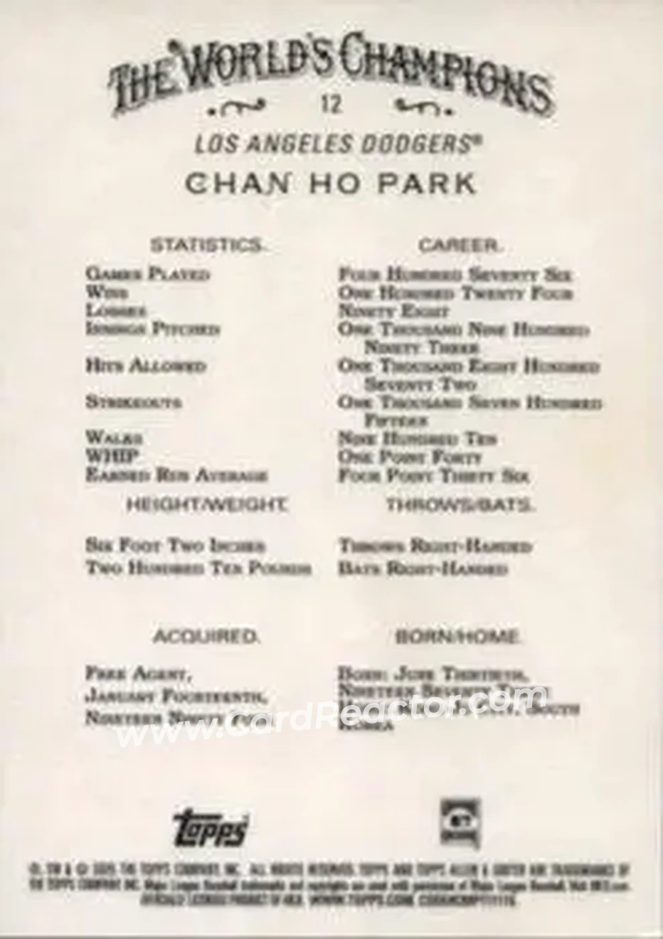 Back of Chan Ho Park