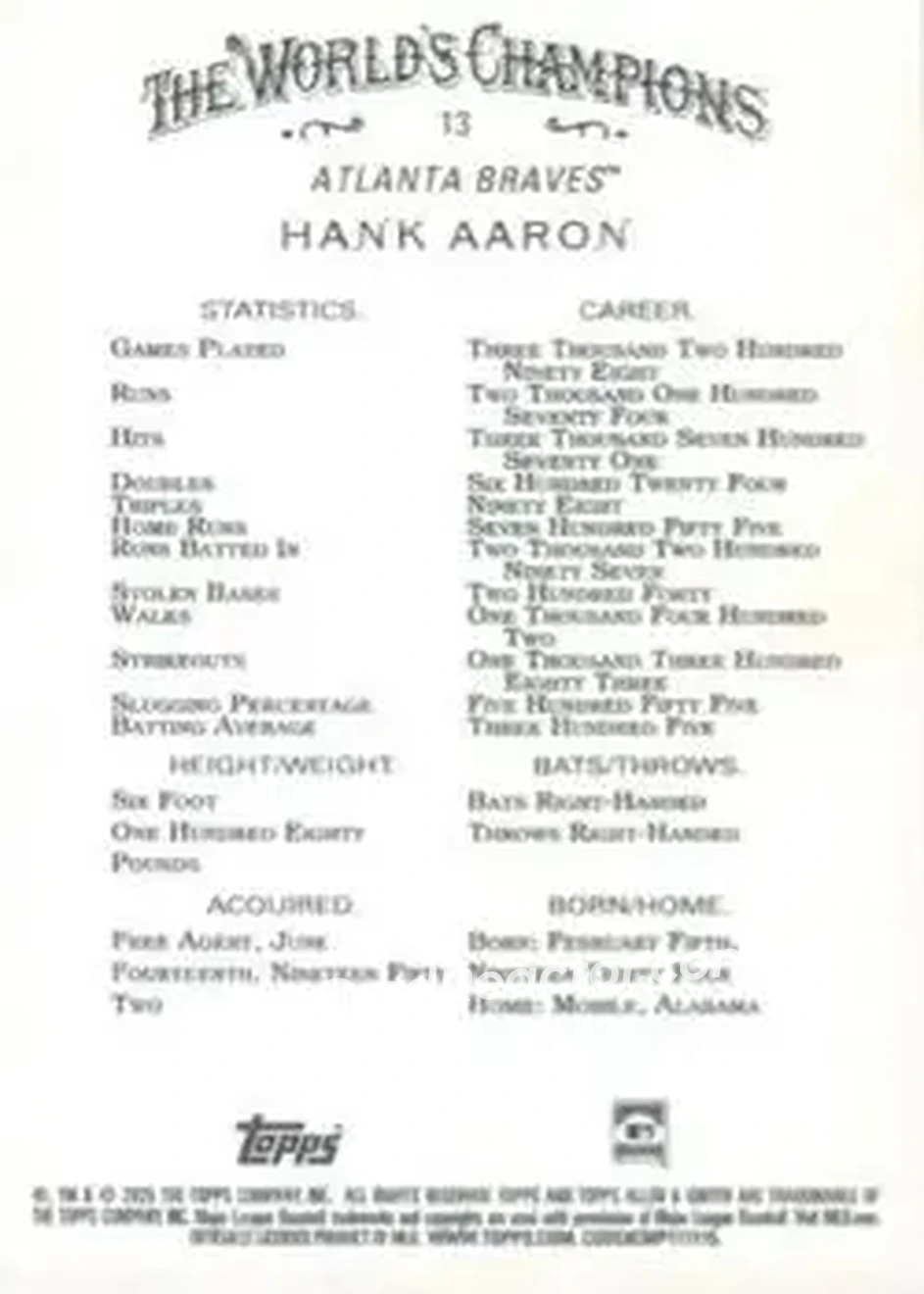 Back of Hank Aaron