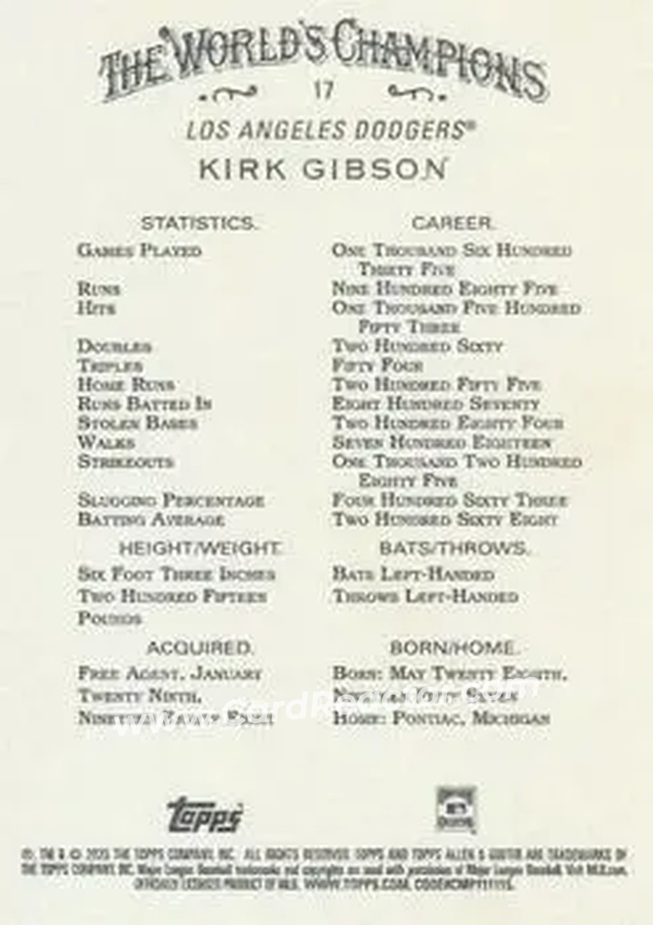 Back of Kirk Gibson