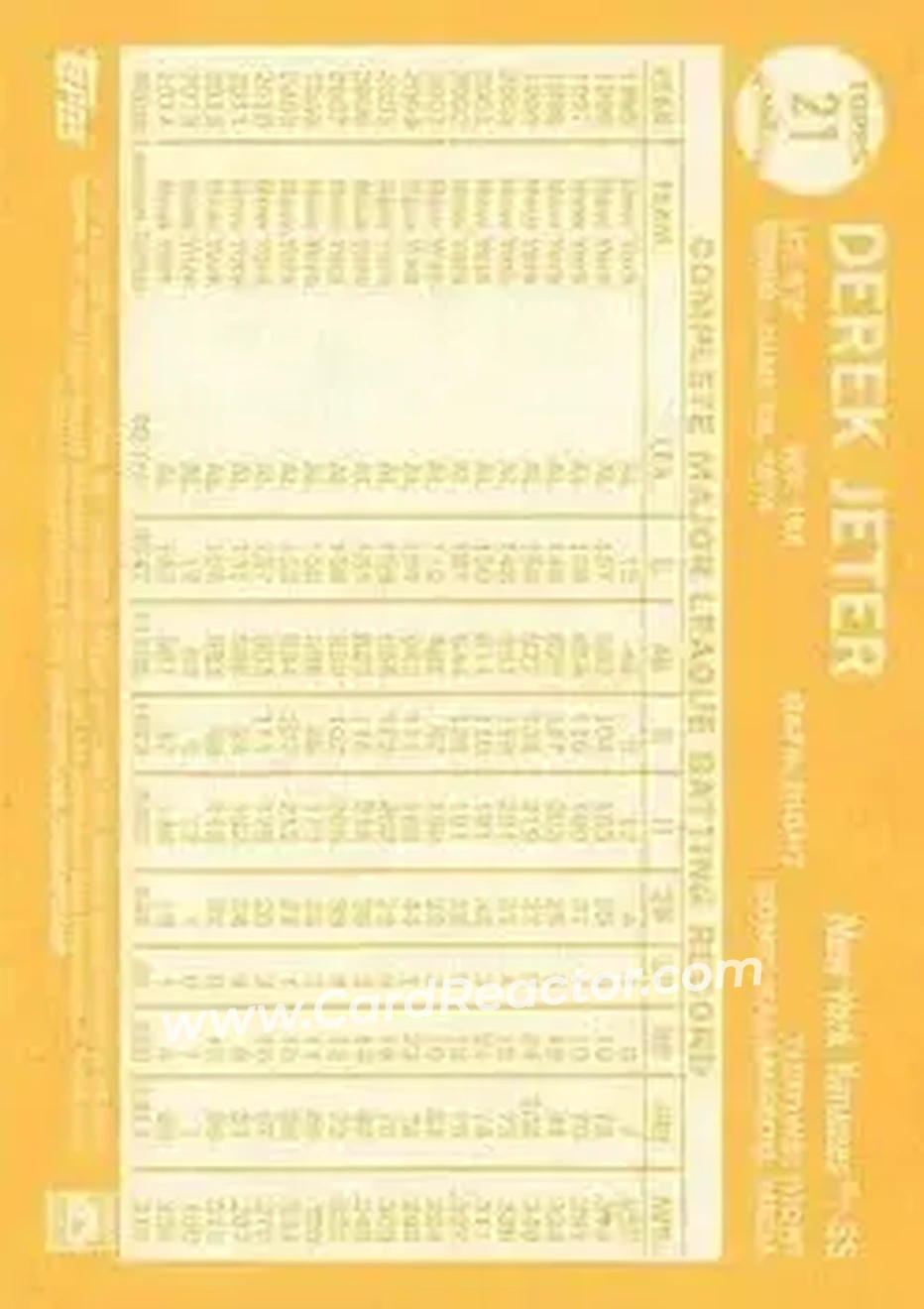 Back of Derek Jeter