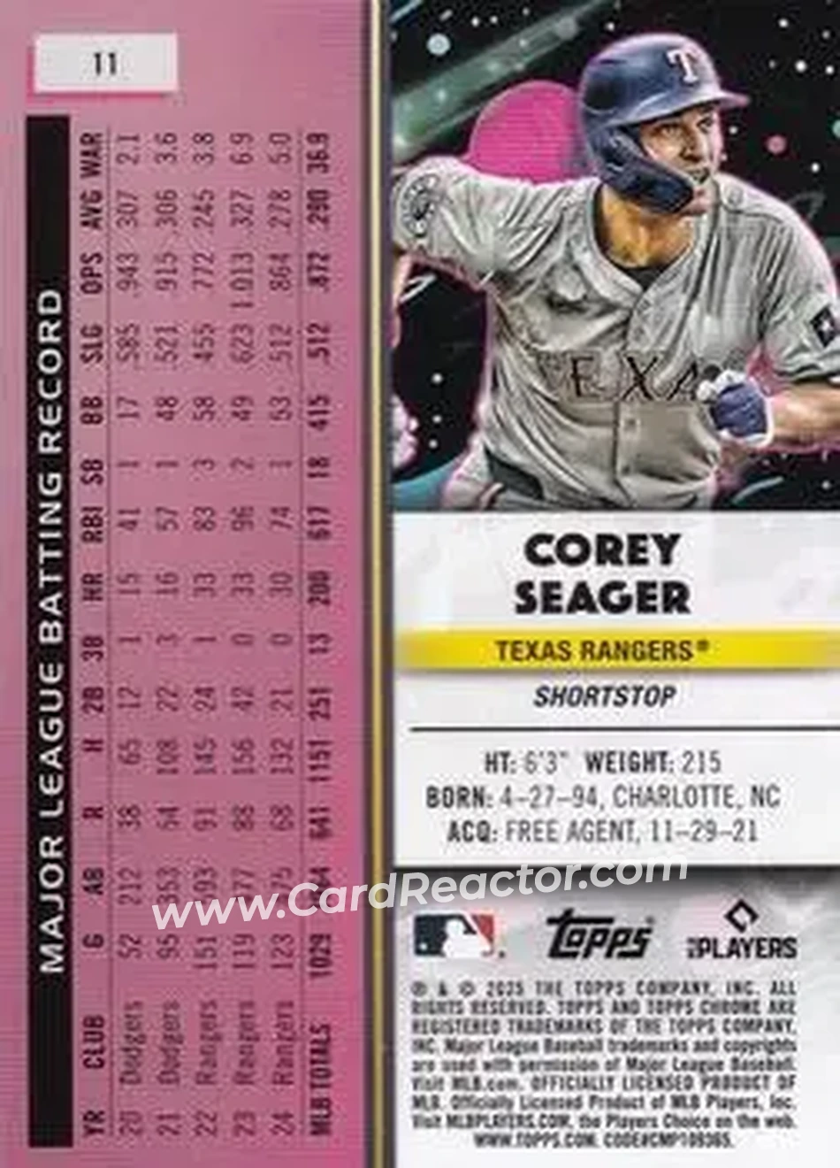 Back of Corey Seager