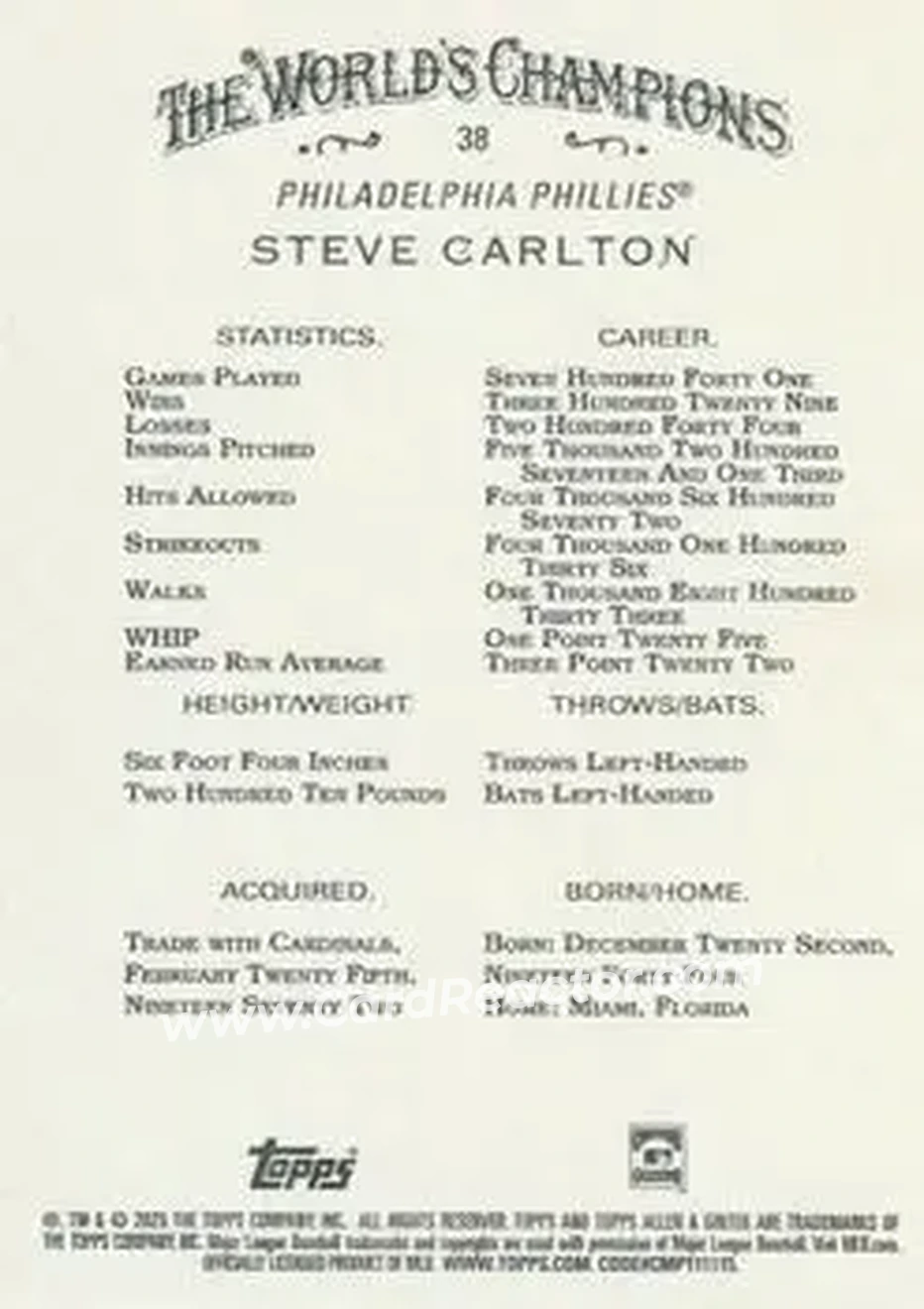 Back of Steve Carlton