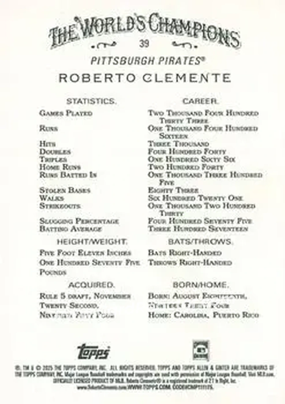 Back of Bob Clemente