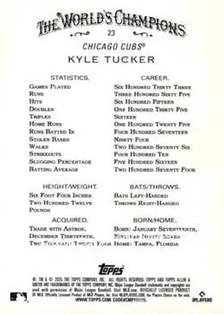 Back of Kyle Tucker