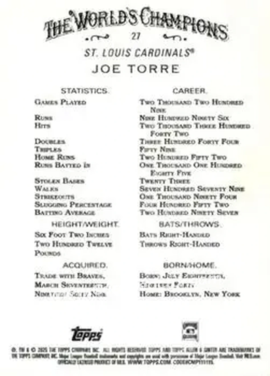 Back of Joe Torre