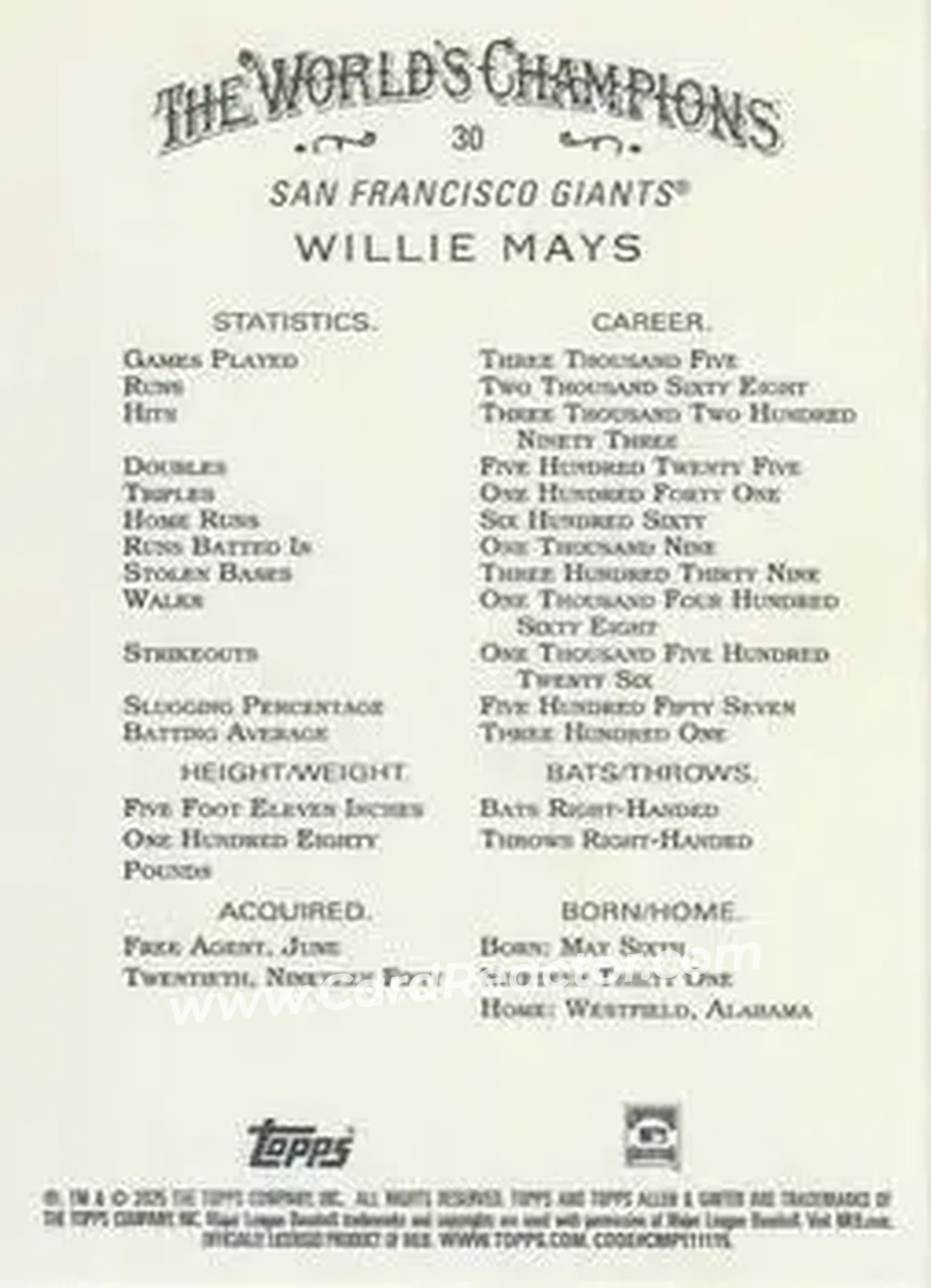 Back of Willie Mays