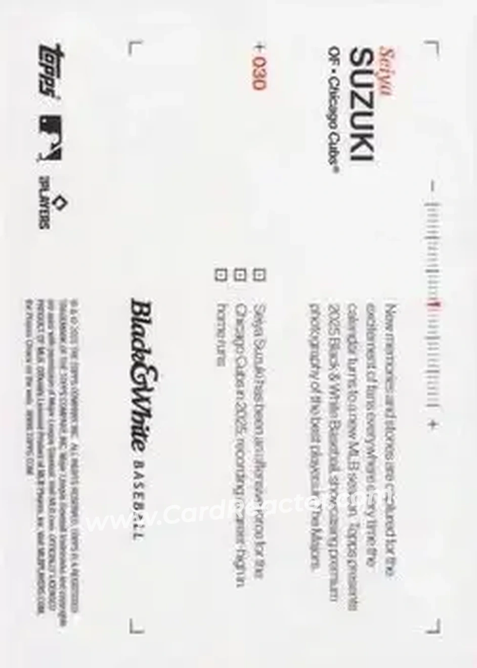 Back of Seiya Suzuki