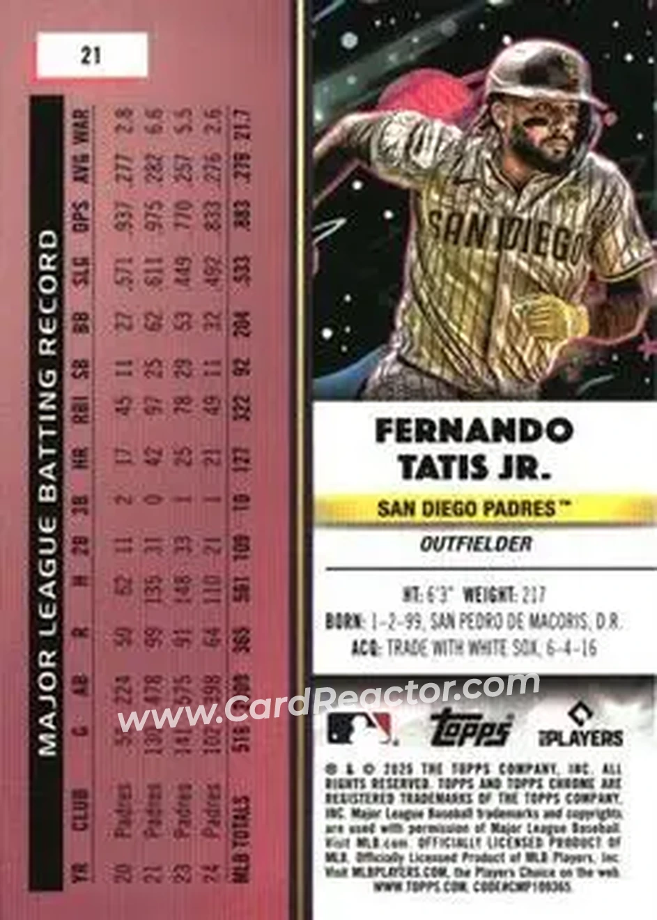 Back of Fernando Tatis Jr.