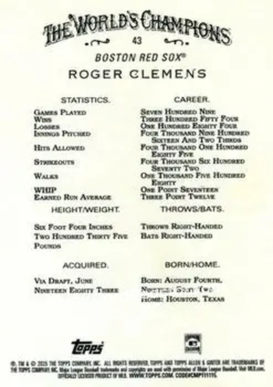 Back of Roger Clemens