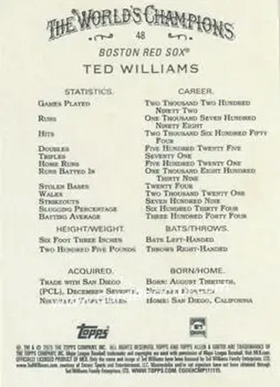 Back of Ted Williams