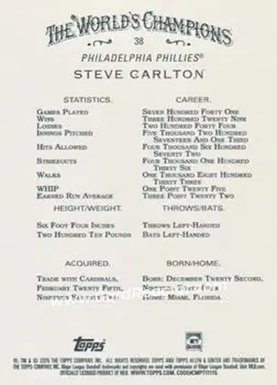 Back of Steve Carlton