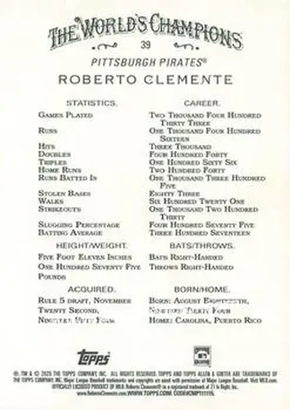 Back of Bob Clemente