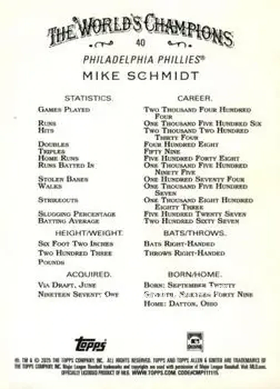 Back of Mike Schmidt