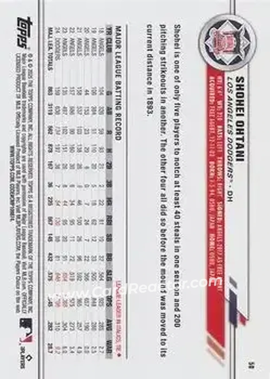 Back of Shohei Ohtani