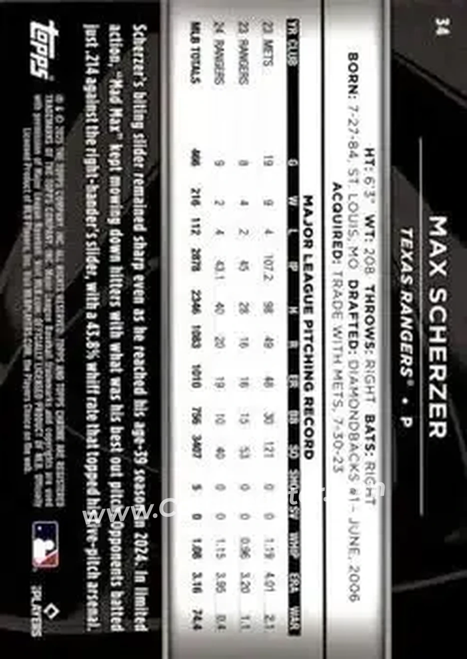 Back of Max Scherzer
