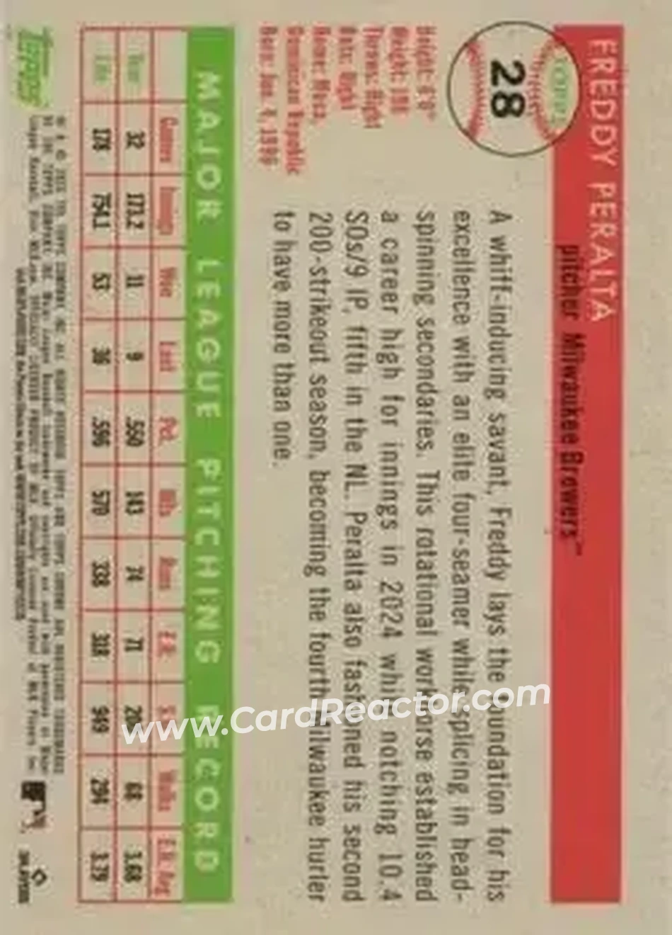 Back of Freddy Peralta