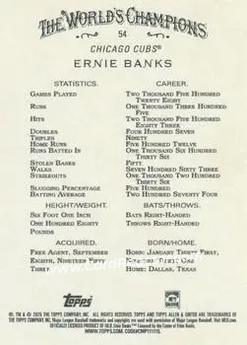 Back of Ernie Banks