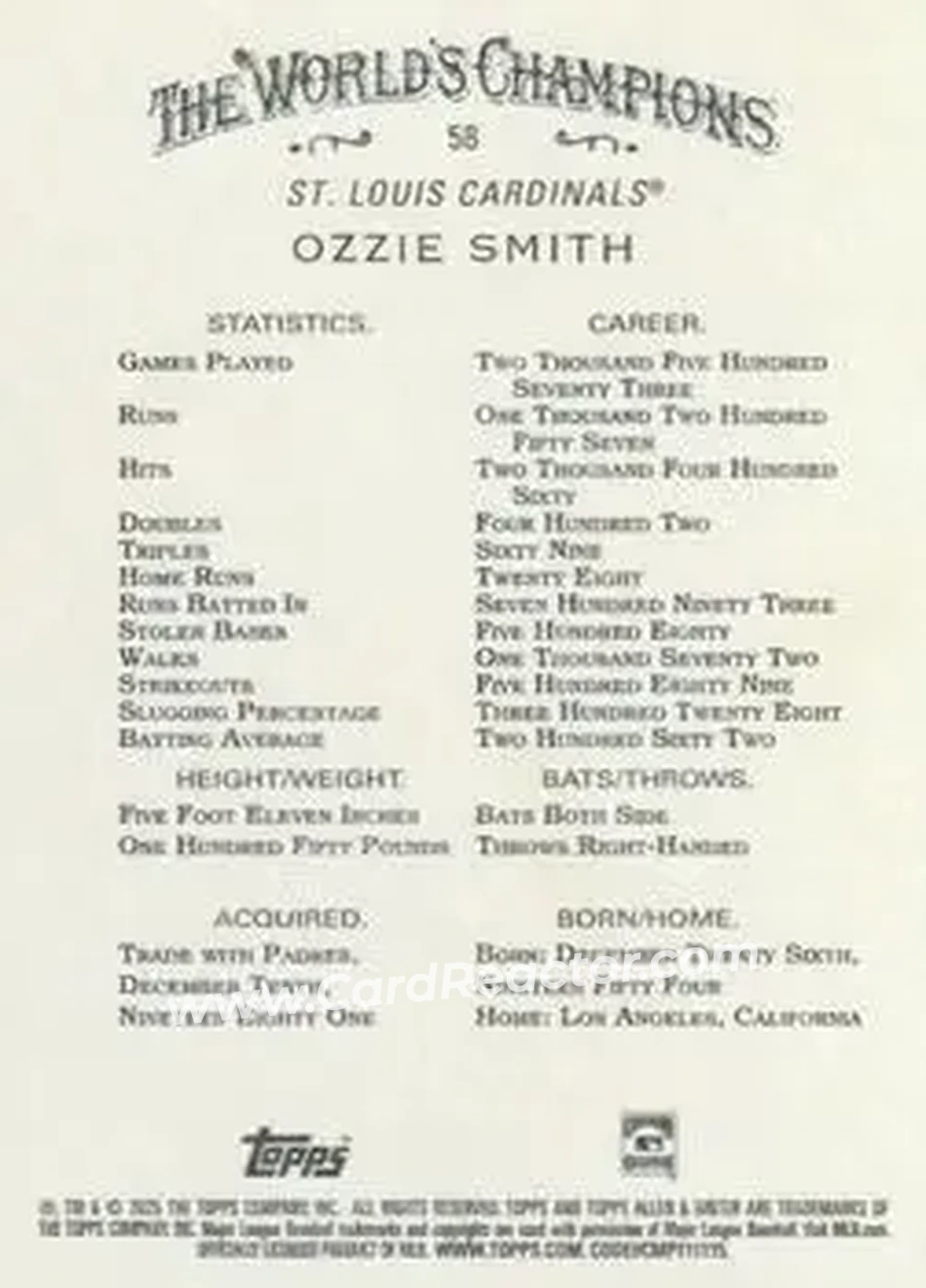 Back of Ozzie Smith