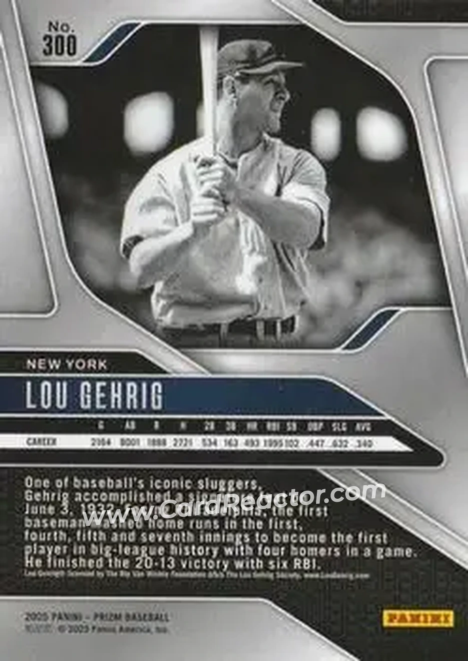 Back of Lou Gehrig