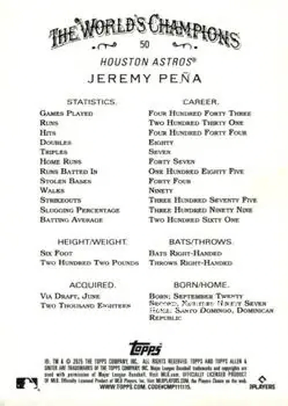 Back of Jeremy Peña