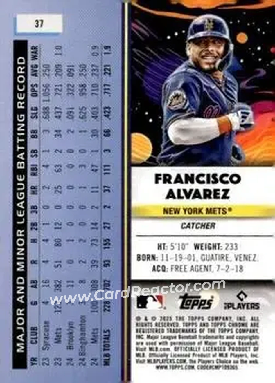 Back of Francisco Alvarez