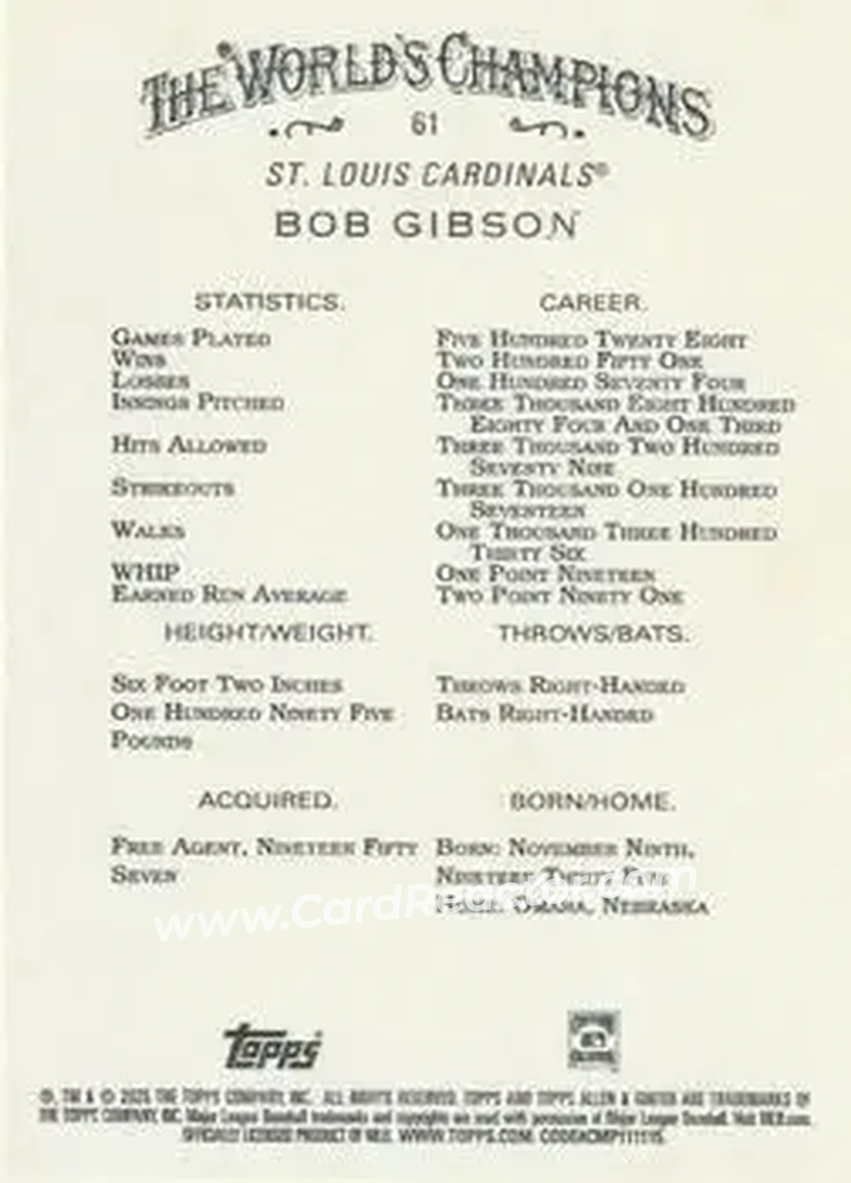 Back of Bob Gibson