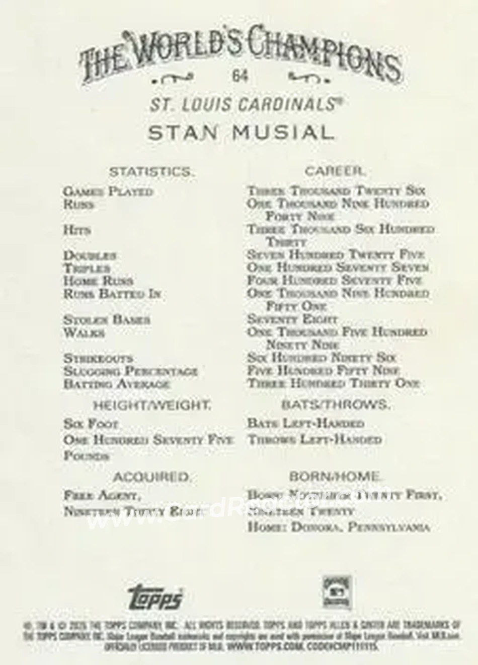 Back of Stan Musial