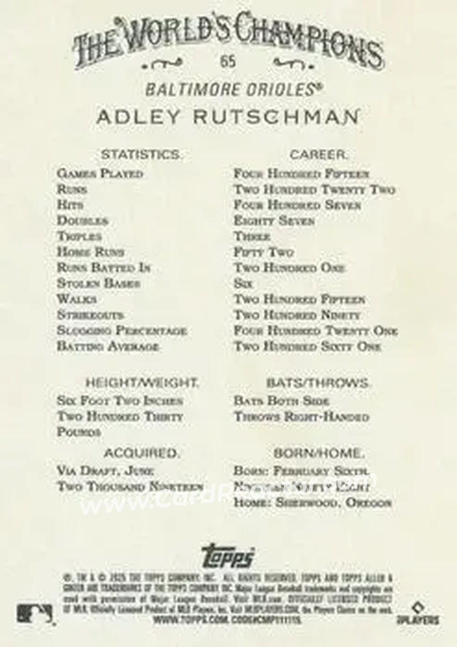 Back of Adley Rutschman