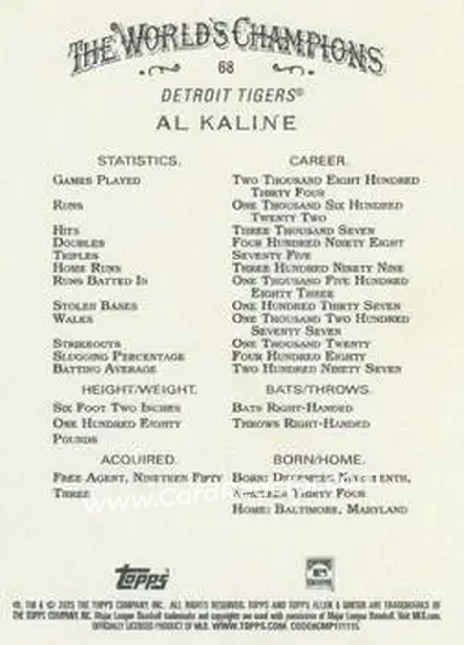 Back of Al Kaline