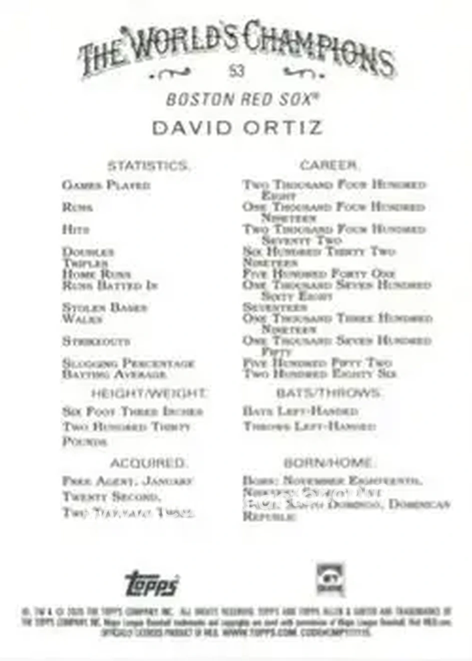 Back of David Ortiz