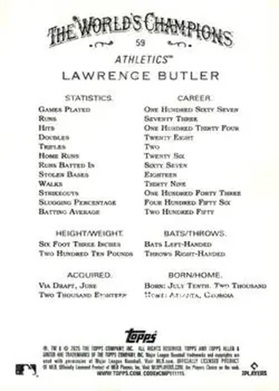 Back of Lawrence Butler