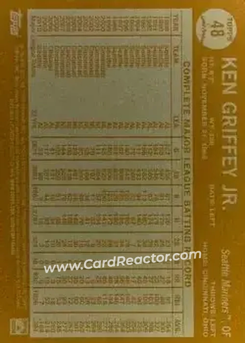 Back of Ken Griffey Jr.
