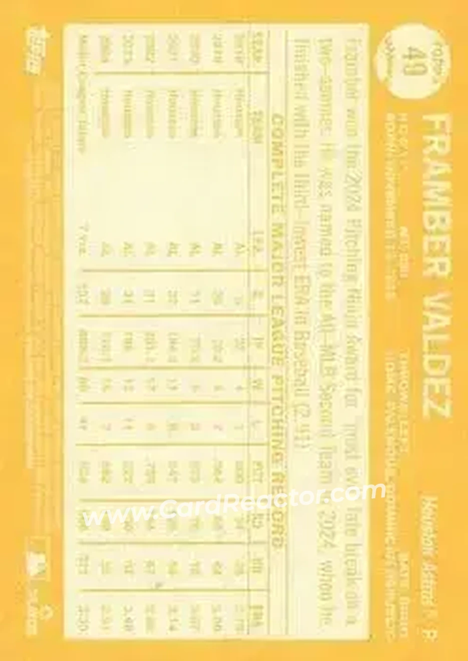 Back of Framber Valdez