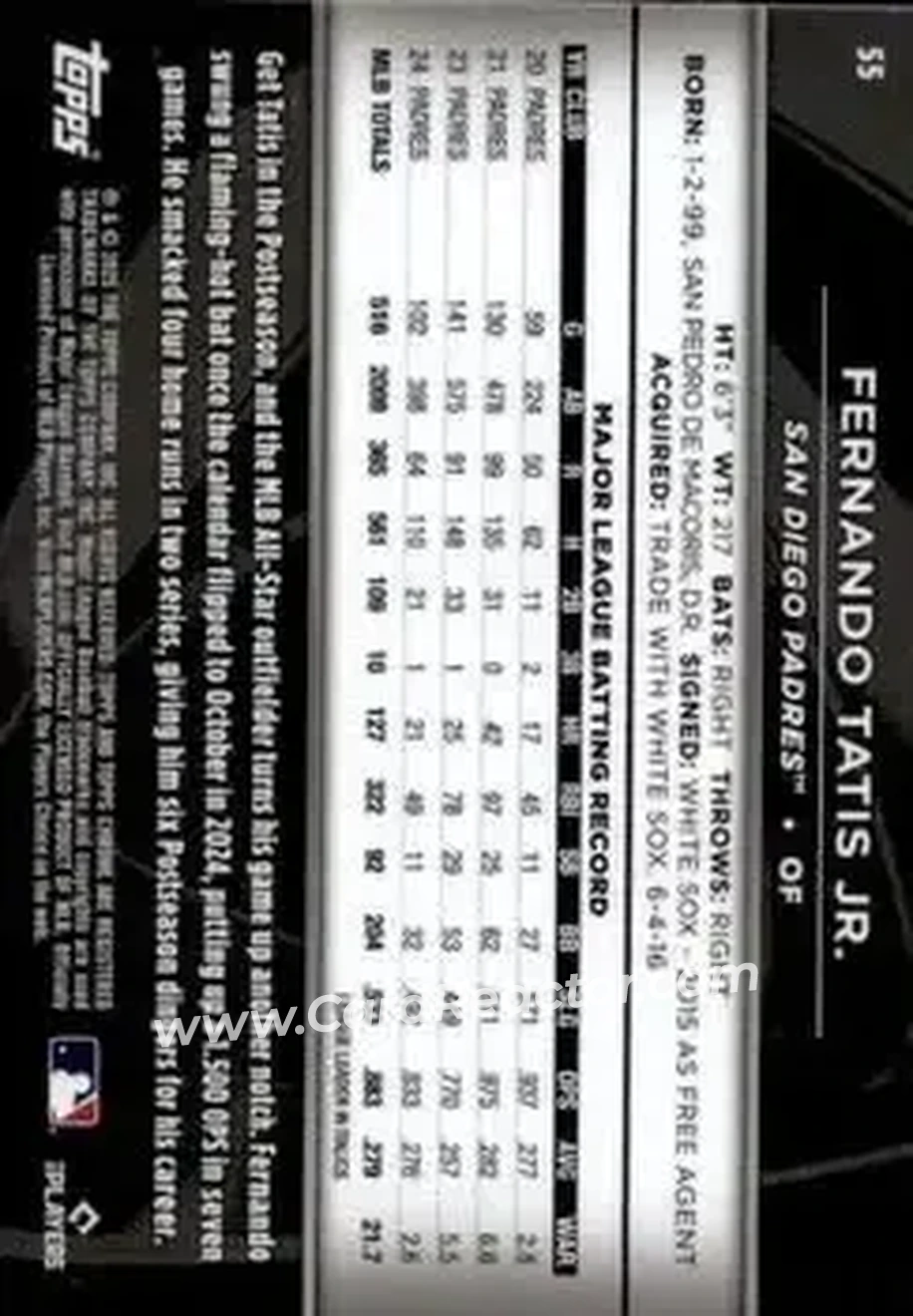 Back of Fernando Tatis Jr.