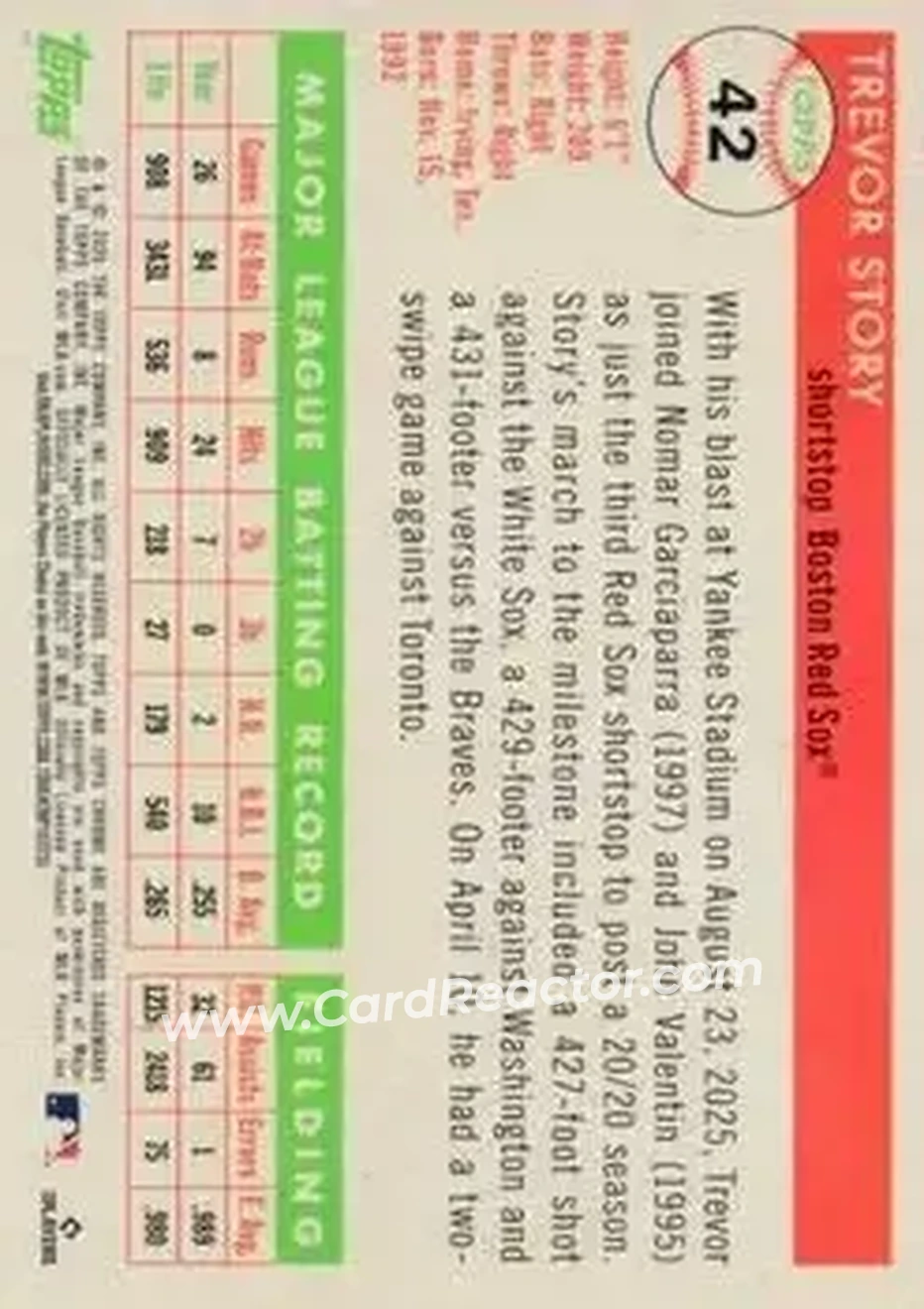 Back of Trevor Story