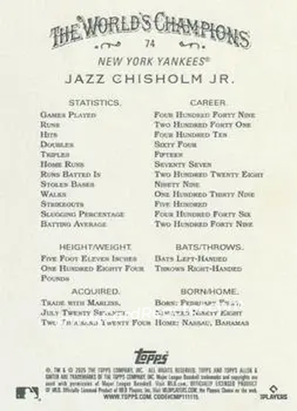 Back of Jazz Chisholm Jr.