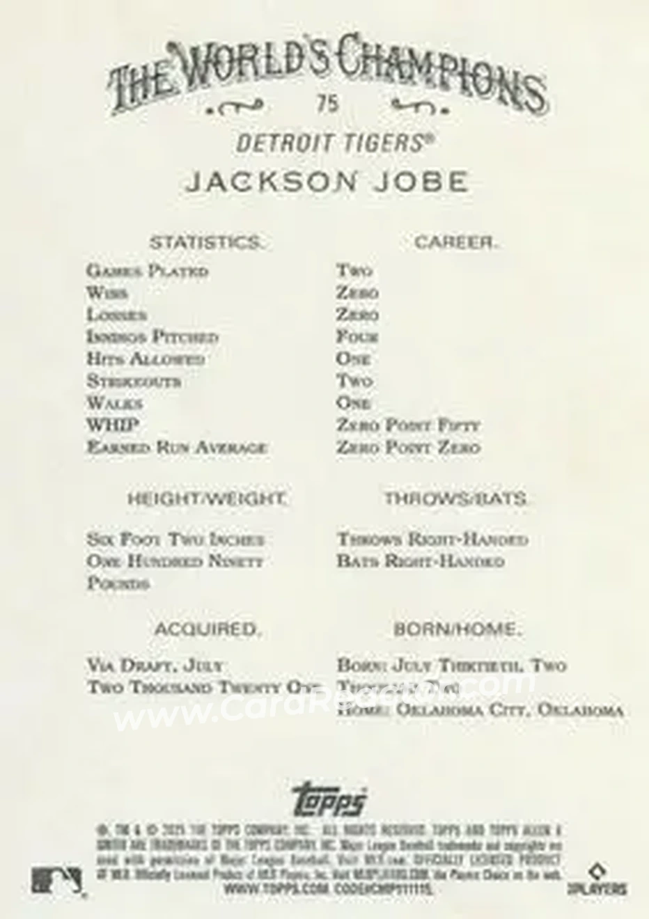Back of Jackson Jobe