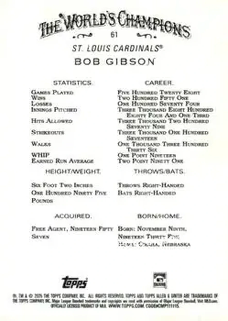 Back of Bob Gibson