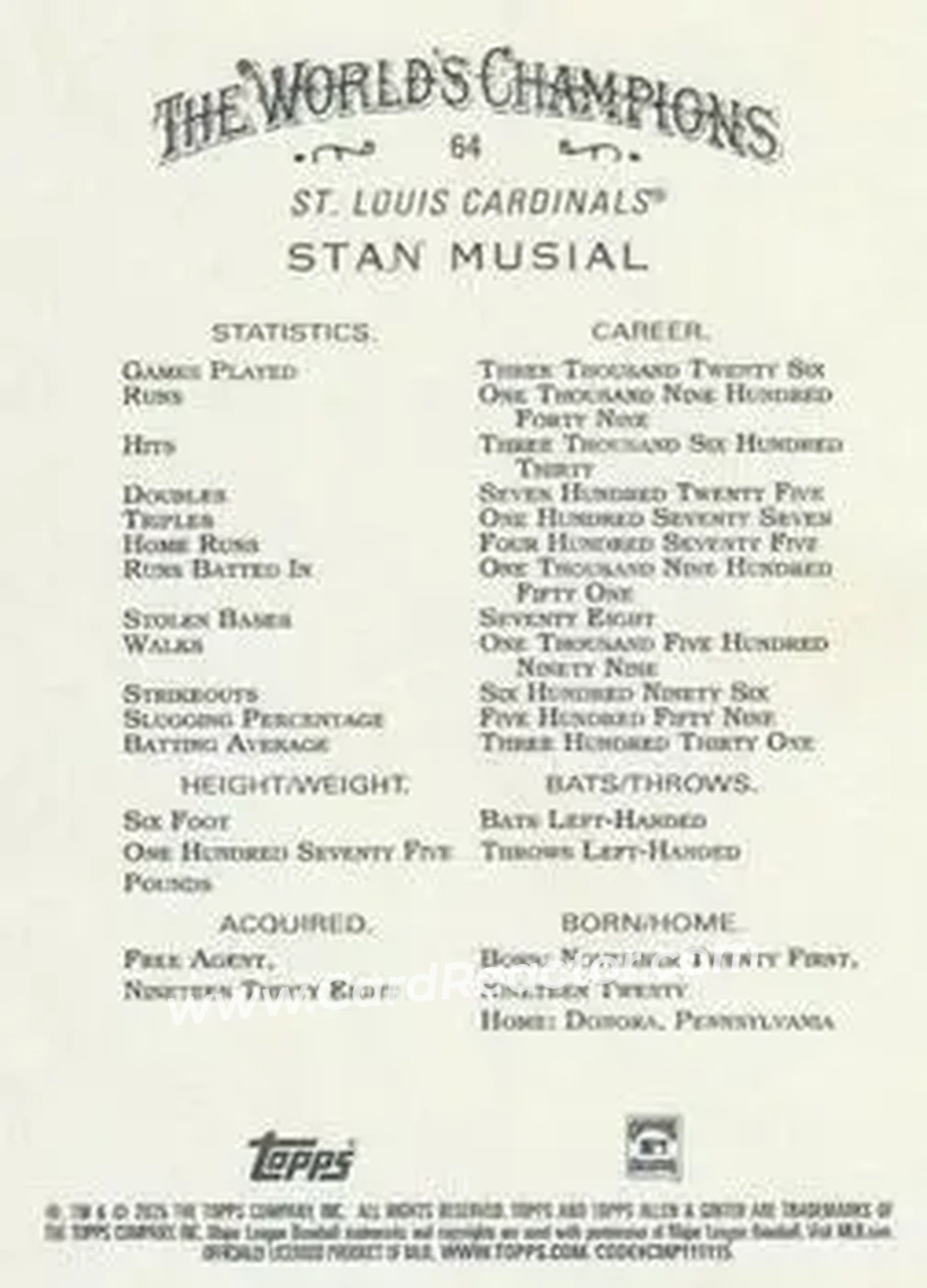 Back of Stan Musial