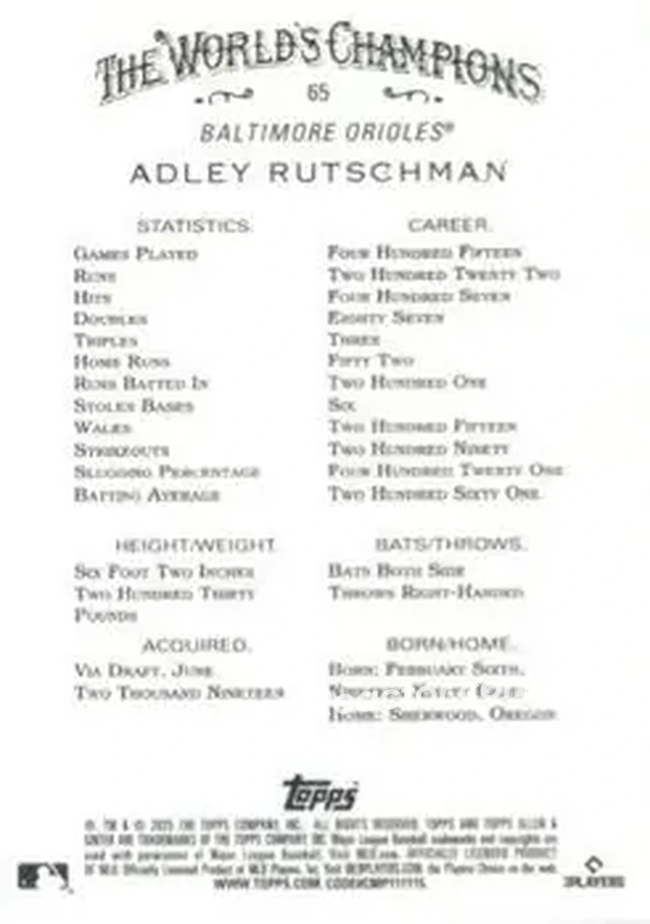 Back of Adley Rutschman