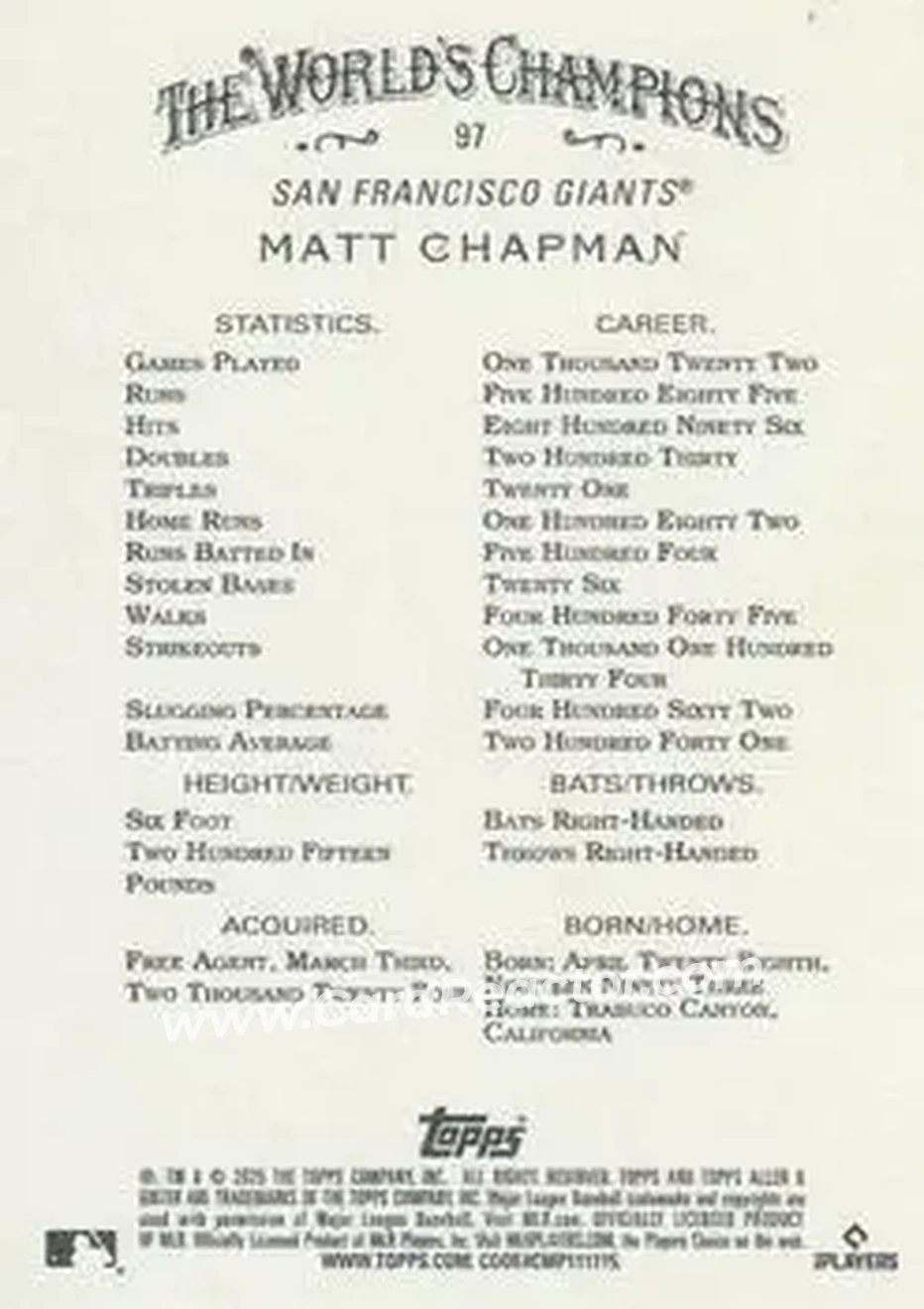 Back of Matt Chapman