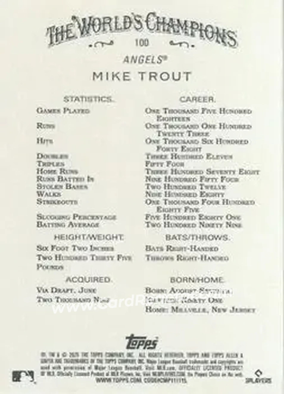 Back of Mike Trout