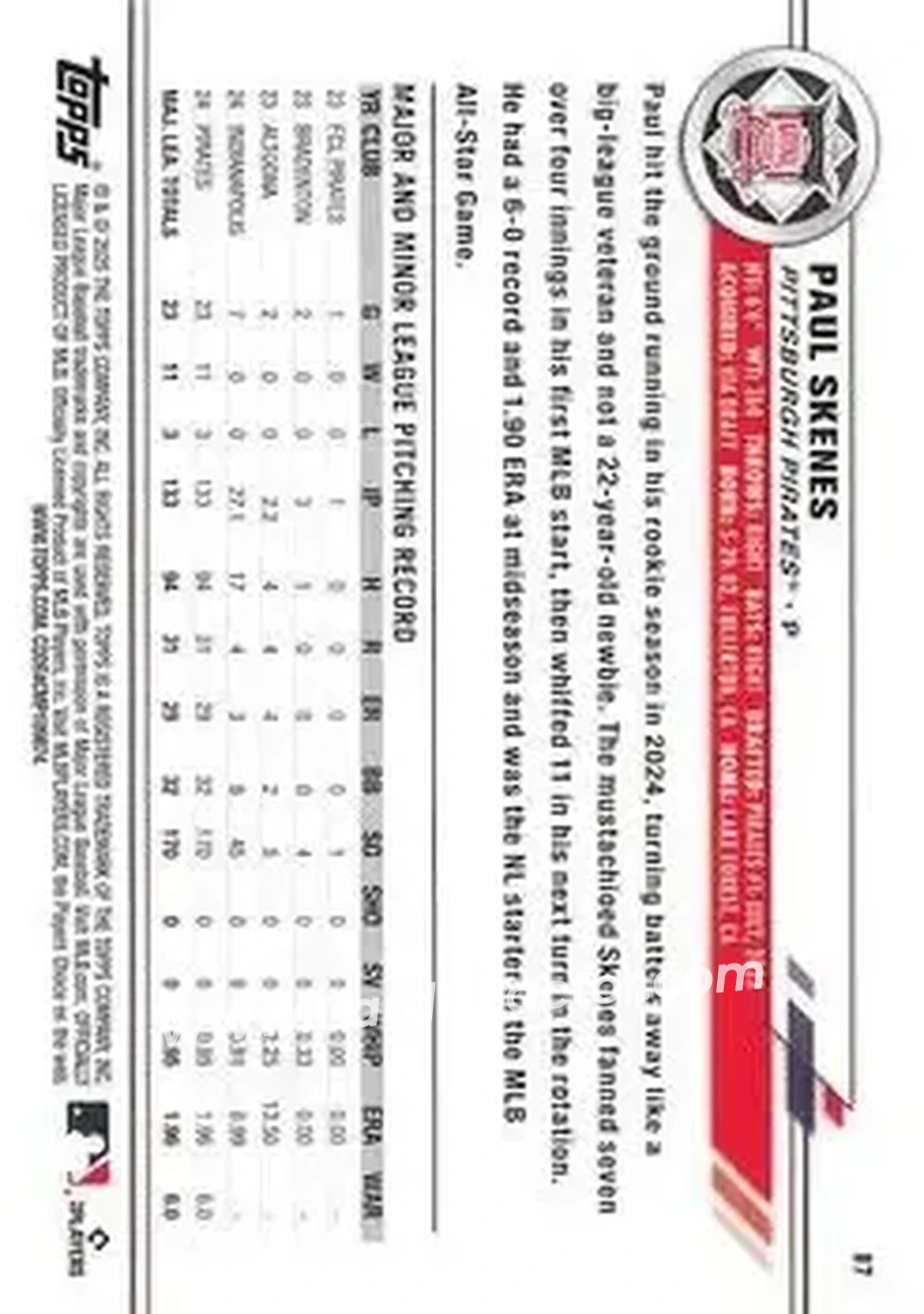 Back of Paul Skenes
