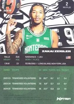 2025-26 Kptain Nanterre 92 #2 - Zakai Zeigler - Nanterre 92 - Back