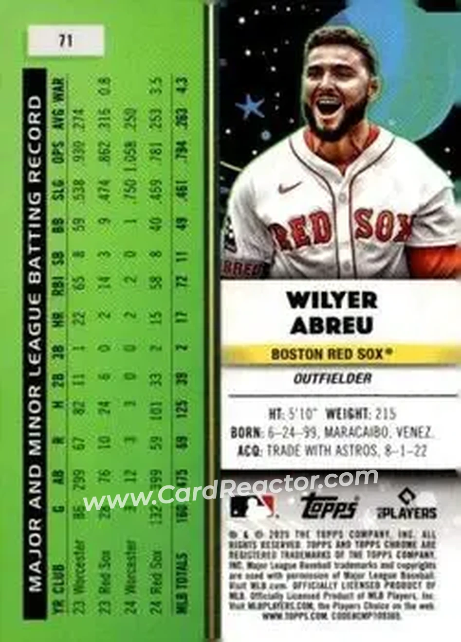 Back of Wilyer Abreu