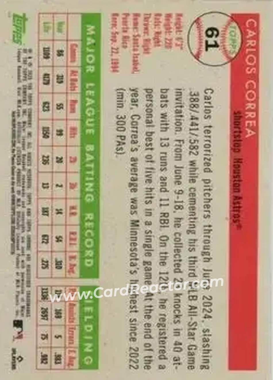 Back of Carlos Correa