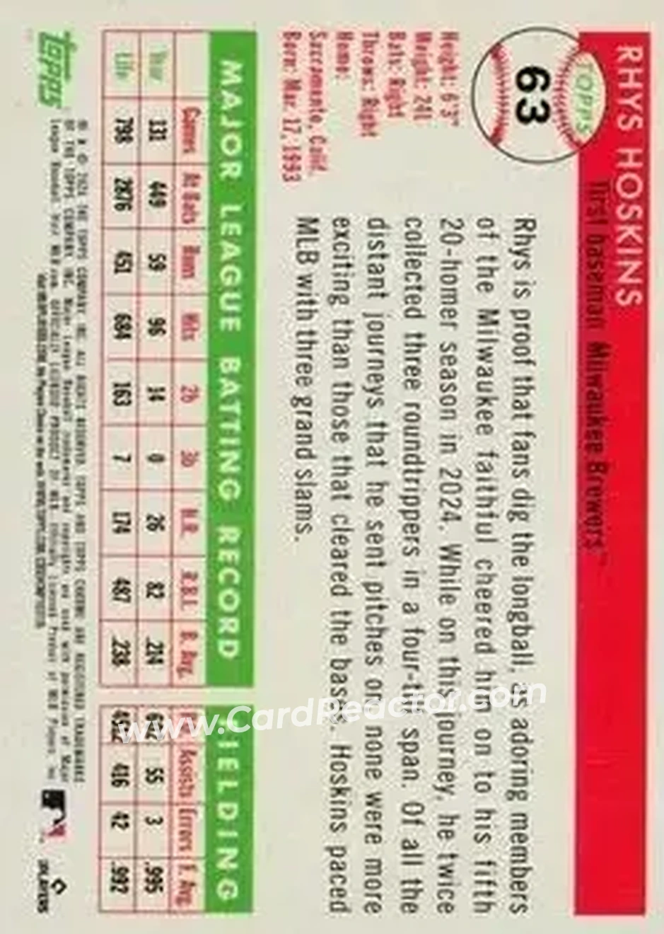 Back of Rhys Hoskins