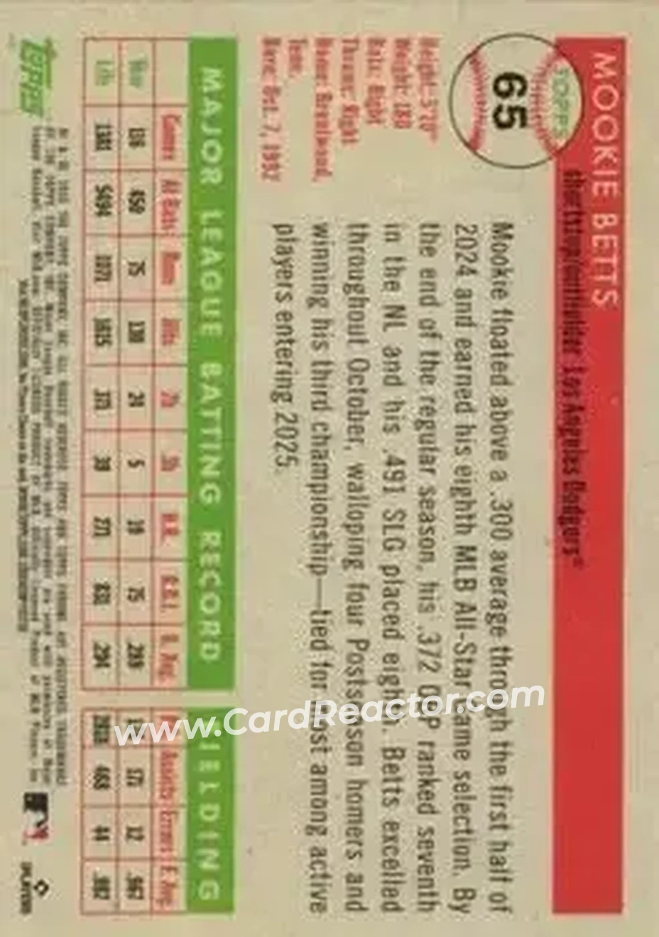 Back of Mookie Betts
